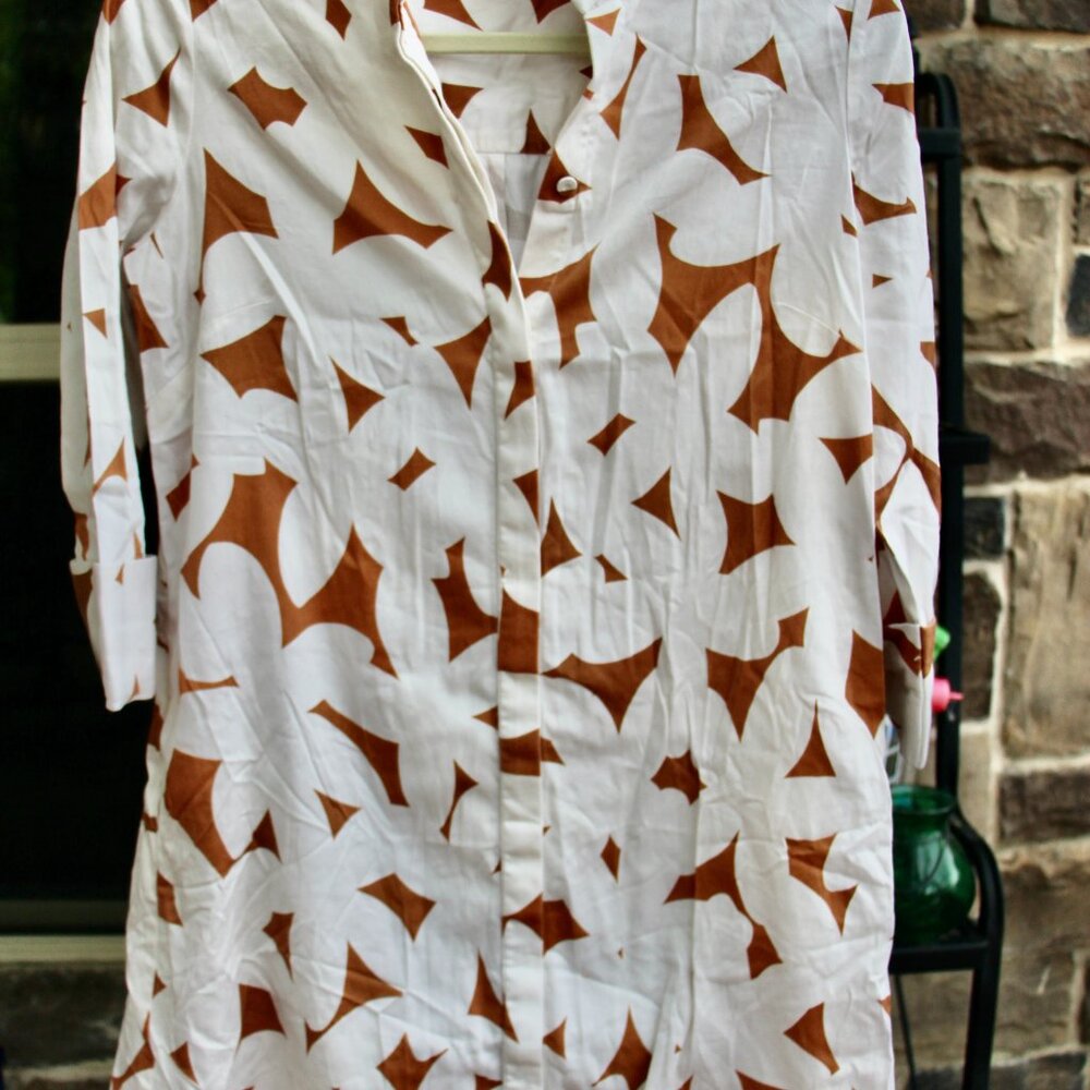 Tuckernuck White and Brown Geometric Print Dress